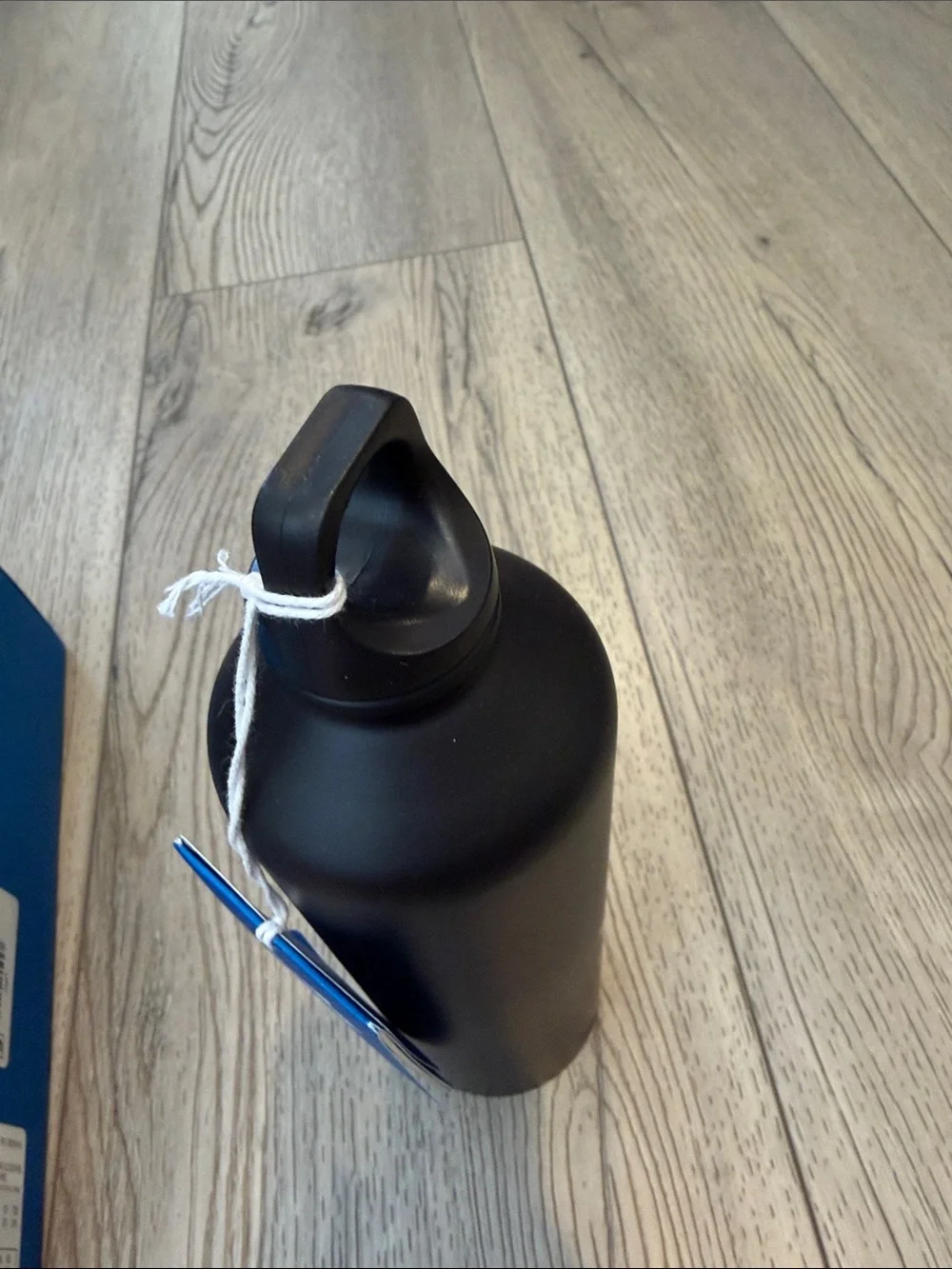Balenciaga Black Matte Logo Water Bottle with Blue Box